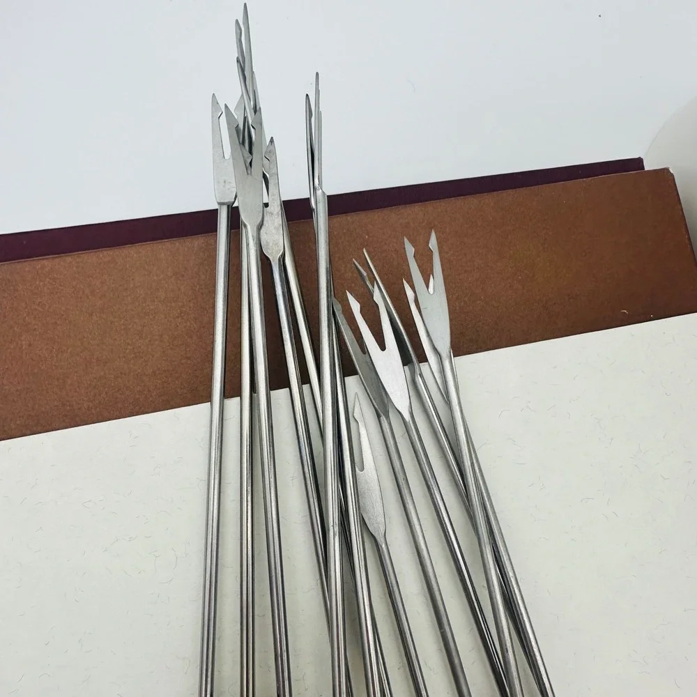 Vintage Mixed Wood Handle Fondue Forks Lot of 13 Mid Century MCM‎ Skewers